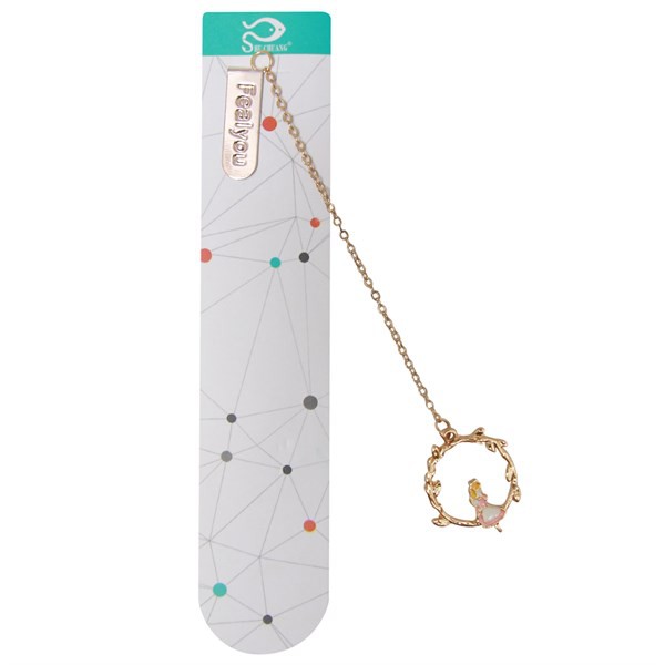 Bookmark Kẹp Sách Kim Loại Phối Charm Hình Alice - Mẫu 1