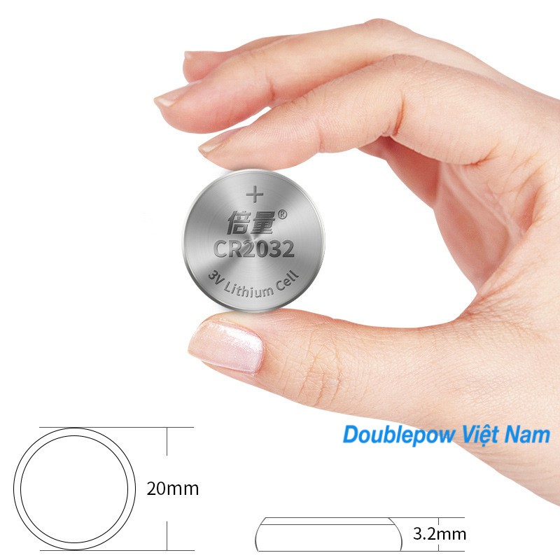 Vỉ 05 Pin nút CR 2032 3V 220mAh (Vỉ 5pin) dung lượng cao Doublepow Pin đồng hồ kỹ thuật số, chìa khóa xe, bút laser