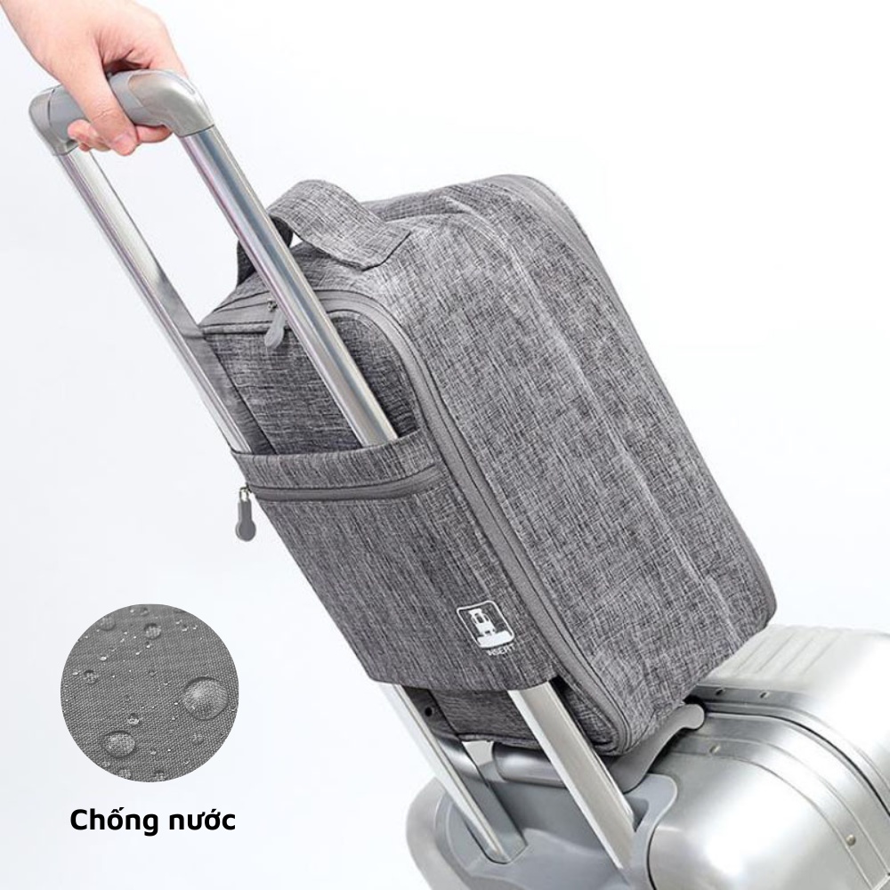 Túi đựng đồ du lịch có khe gài tay kéo vali túi đựng giày dép 3 ngăn chống thấm nước tiện lợi