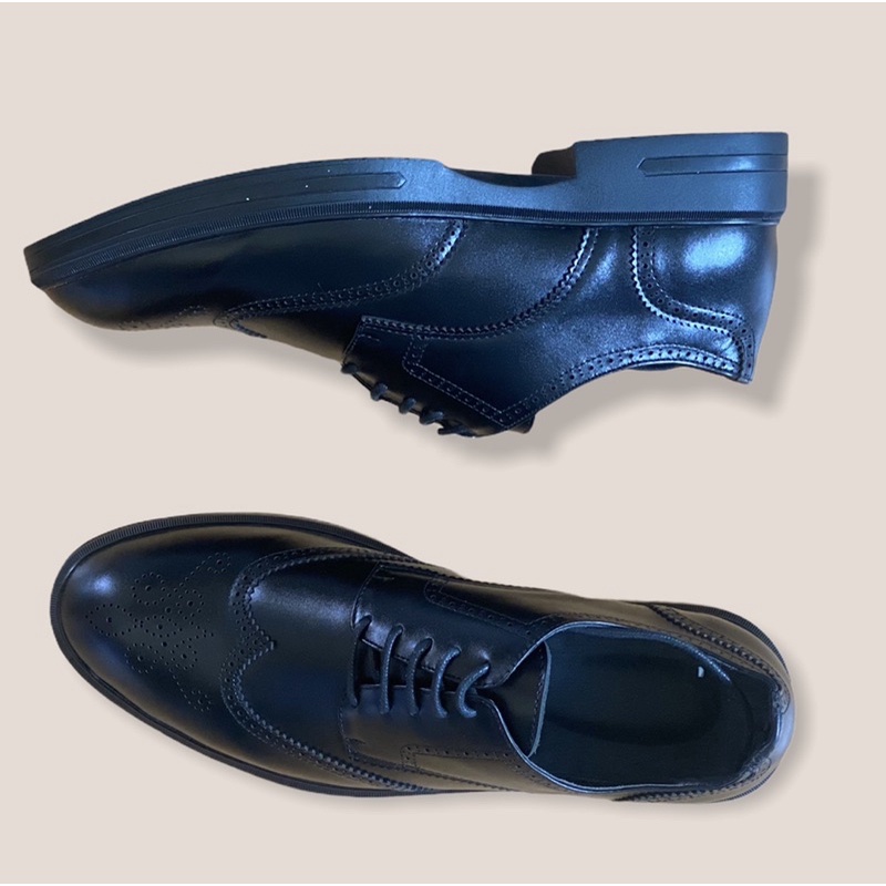 Giày derby wingtip da bò, giày da nam buộc dây