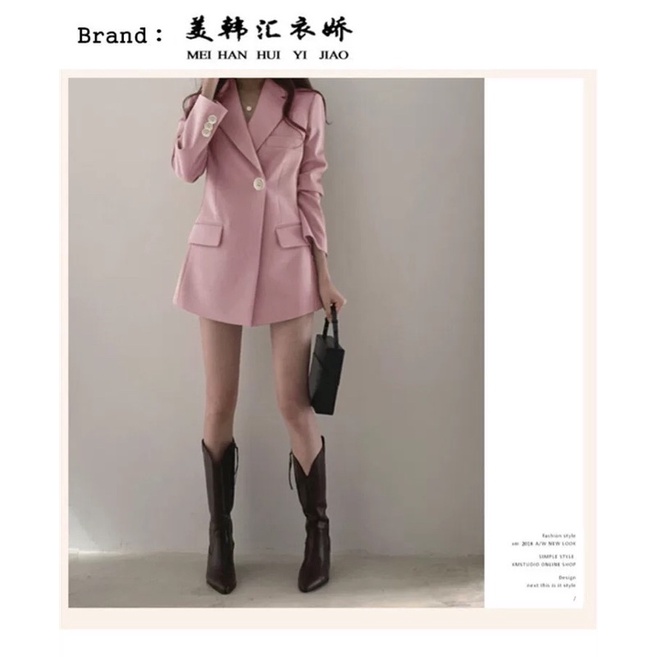 Áo Blazer Hồng 2 Lớp Nữ Tính 2021