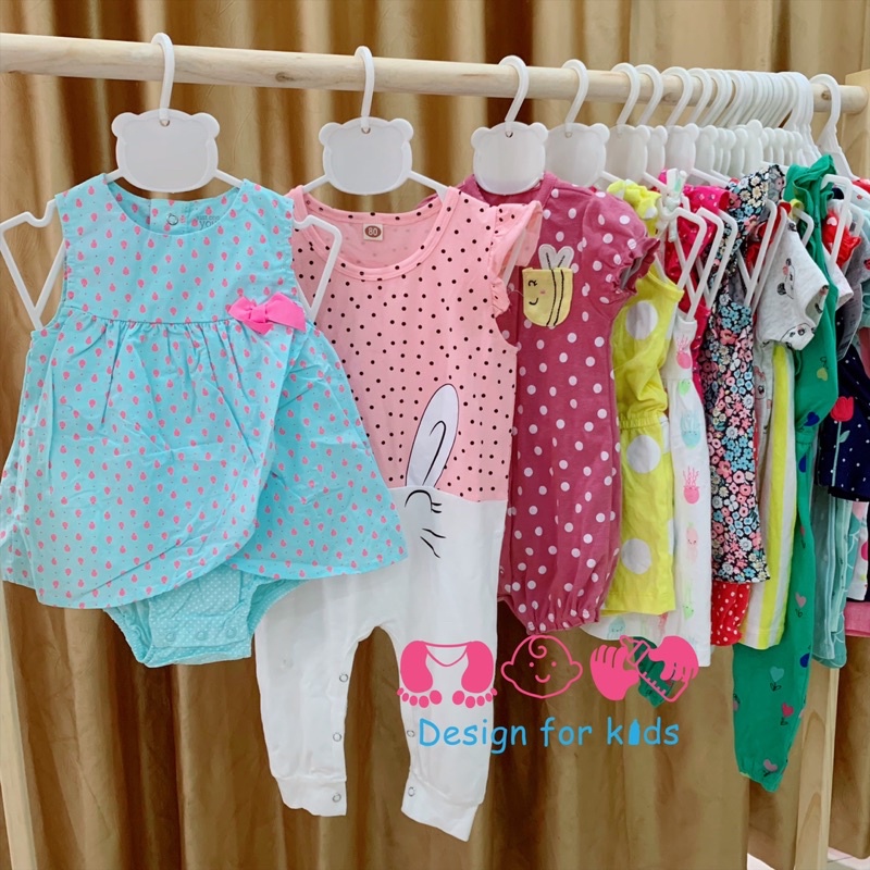 (Size 9-12m) Body đùi / Body chip váy / Jumpsuit/ Váy xuất dư các hãng cho bé gái