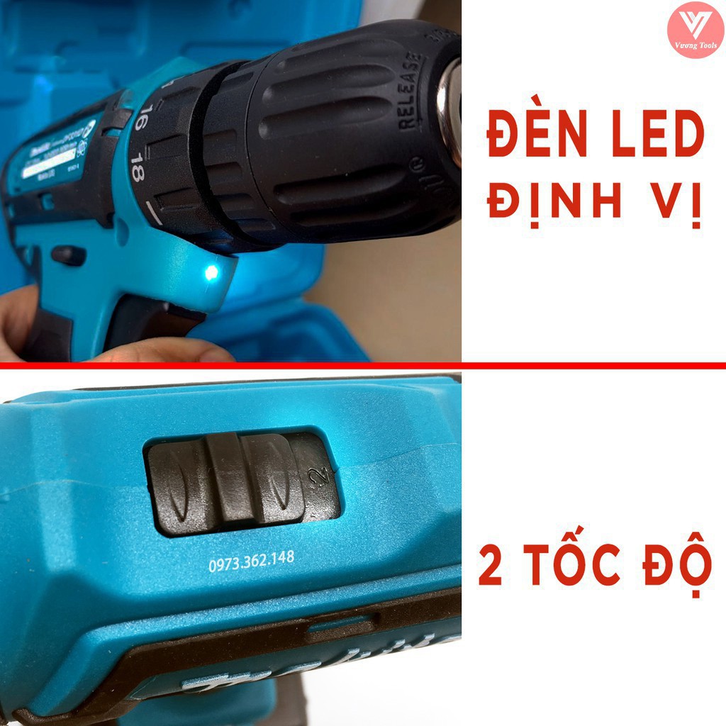 Máy Khoan Pin MAKITA 24V Có Búa, Khoan bắt vít cầm tay 27 phụ kiện