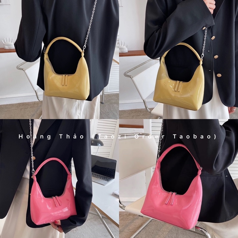 Túi kẹp nách kèm dây đeo chéo da bóng 4 màu hottrend 2022