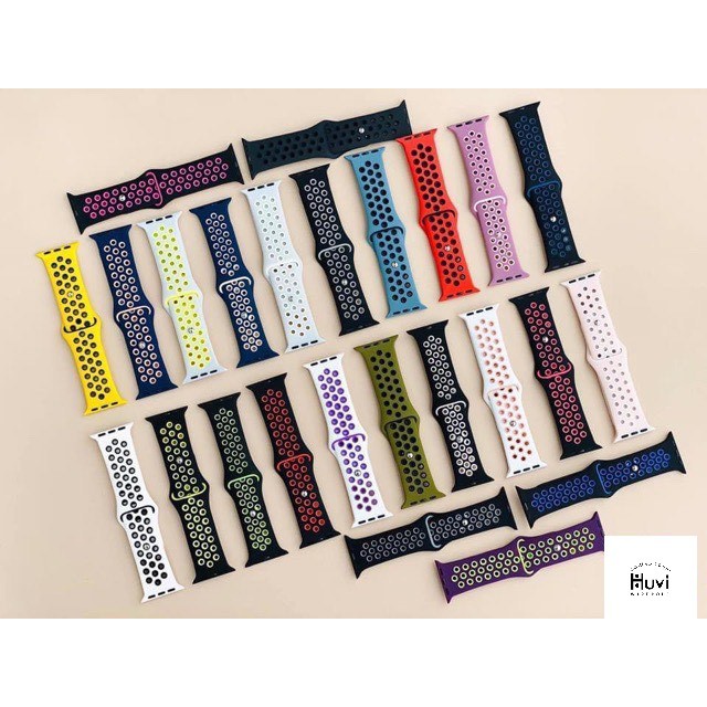 Dây đeo cao su Sport Nike cho đồng hồ Apple Watch đục lỗ thể thao 1 2 3 4 5 38mm 42mm 40mm 44mm