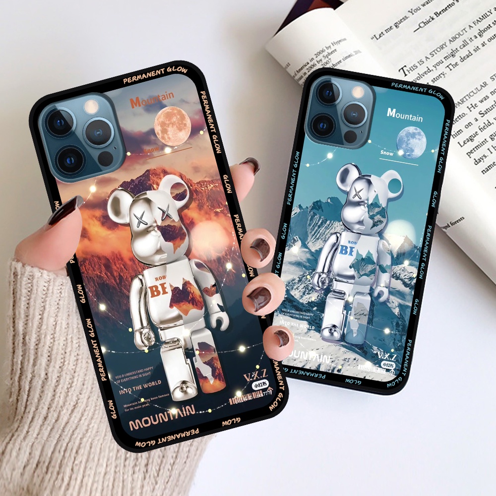 Ốp I.p.h.o.n.e 12 12 Pro 12 Pro Max 12 Mini in hình họa tiết Mountain, Be@rbrick dễ thương (T13 - T18)