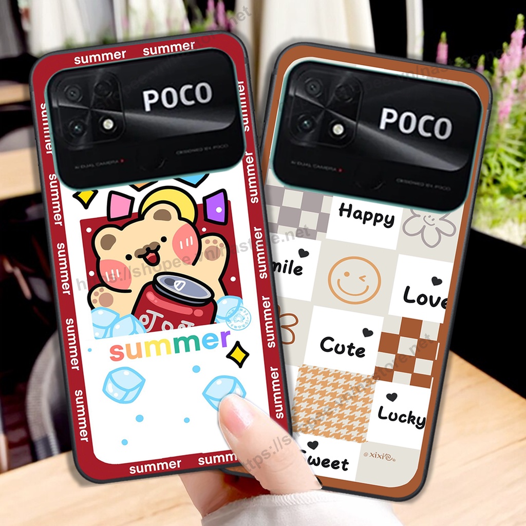 Ốp lưng Xiaomi Poco C40 trái tim gấu bo viền cực đẹp