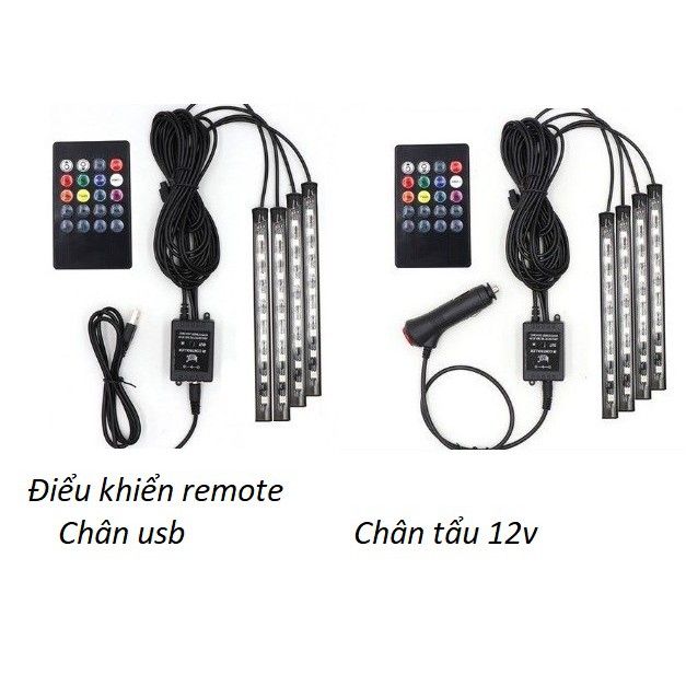 Đèn led độ gầm ghế APP ĐIỆN THOẠI và điều khiển dải 12 bóng cảm ứng âm thanh nhấp nháy theo nhạc