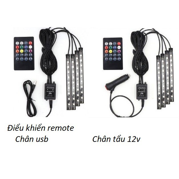 LED độ gầm ghế APP ĐIỆN THOẠI và remote dải 12 bóng cảm ứng âm thanh nhấp nháy theo nhạc