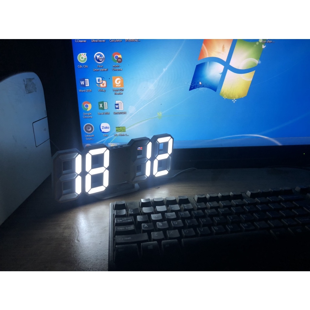 Đồng hồ LED 3D treo tường, để bàn thông minh TN828 Smart Clock