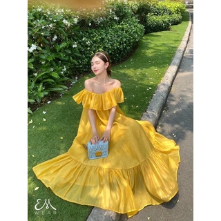Đầm maxi trễ vai bèo lai