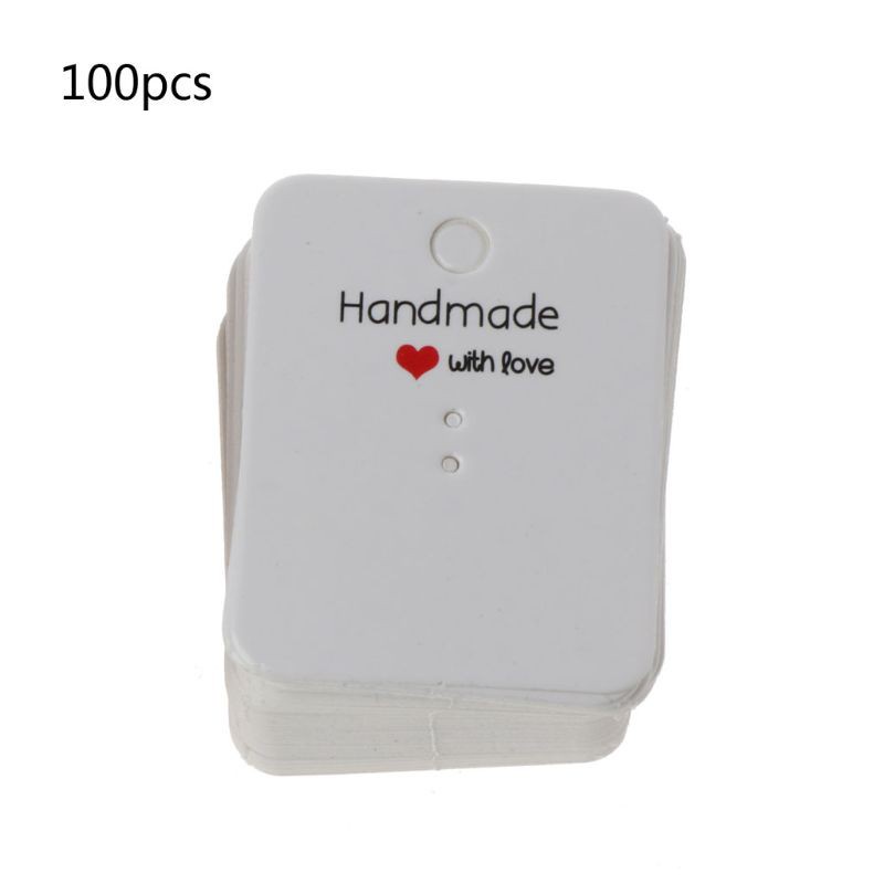 10MK Set 100 thẻ giấy thủ công có lỗ dùng làm nhãn mác treo khuyên tai / dây chuyền / trang sức