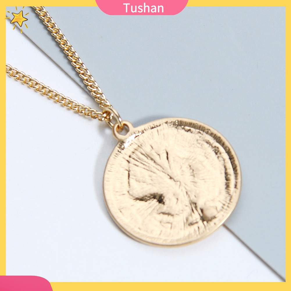 Dây chuyền mặt tròn họa tiết hoa hồng phong cách vintage