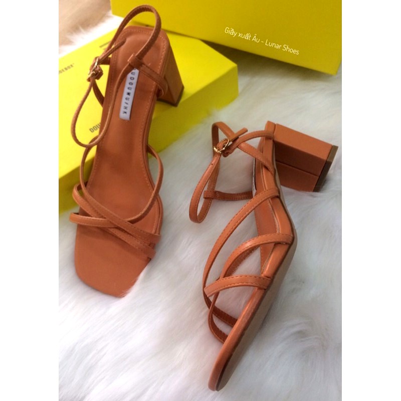 THANH LÝ G252 Giày Sandal Xăng đan nữ quai mảnh đan chéo gót trụ Size 37