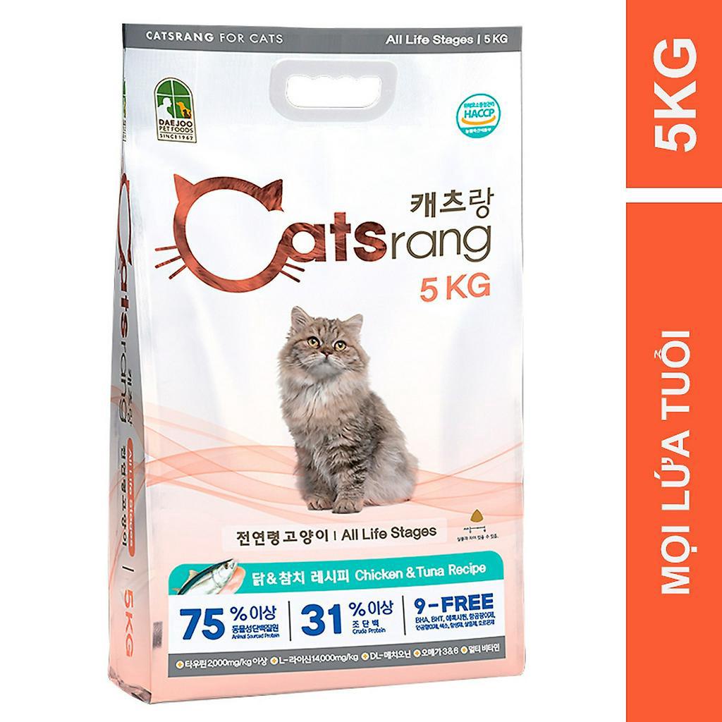 Thức ăn cho mèo Catsrang 5kg,hạt cho mèo mọi lứa tuổi, xuất xứ Hàn Quốc (date 18 tháng kể từ ngày sản xuất)