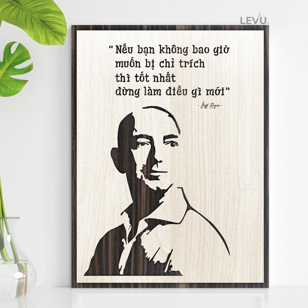 Tranh tường hiện đại slogan tạo động lực &quot;Jeff Bezos&quot; LEVU-NT08