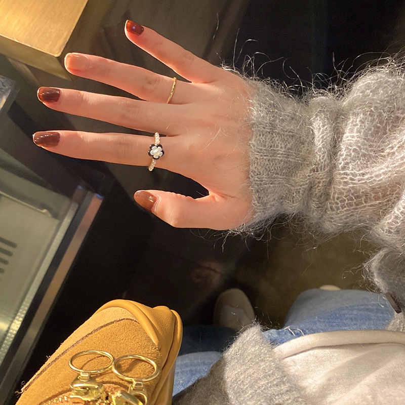 Nhẫn Đeo Tay Đính Ngọc Trai Hình Hoa Phong Cách Hàn Quốc Cho Nữ