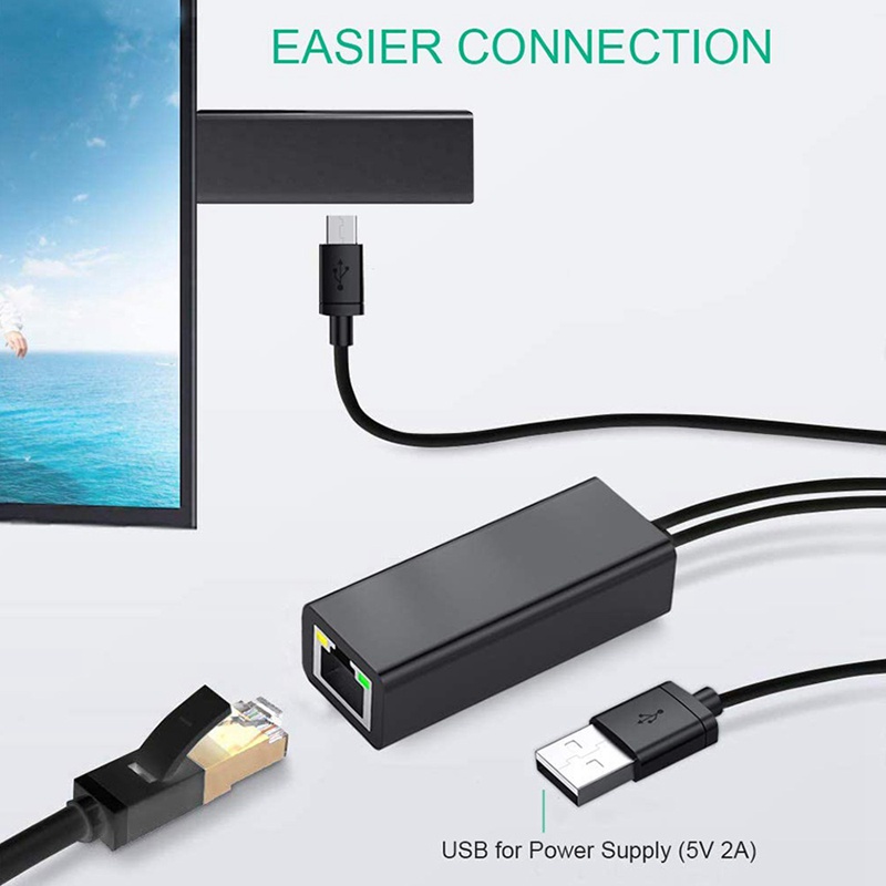 Dây Cáp Mạng ethernet Chuyển Đổi Cổng micro-usb Sang rj45 Thế Hệ 2 Đen