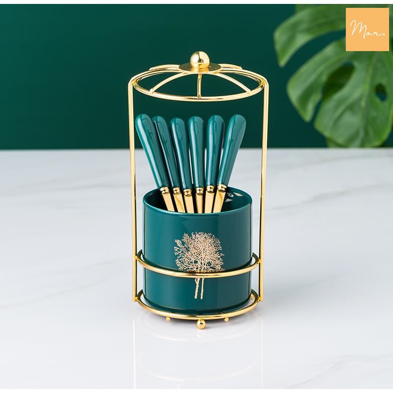 Bộ cốc sứ đựng thìa dĩa - OD6
