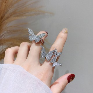 Nhẫn Hình Bướm Đính Đá Zircon Phong Cách Pháp