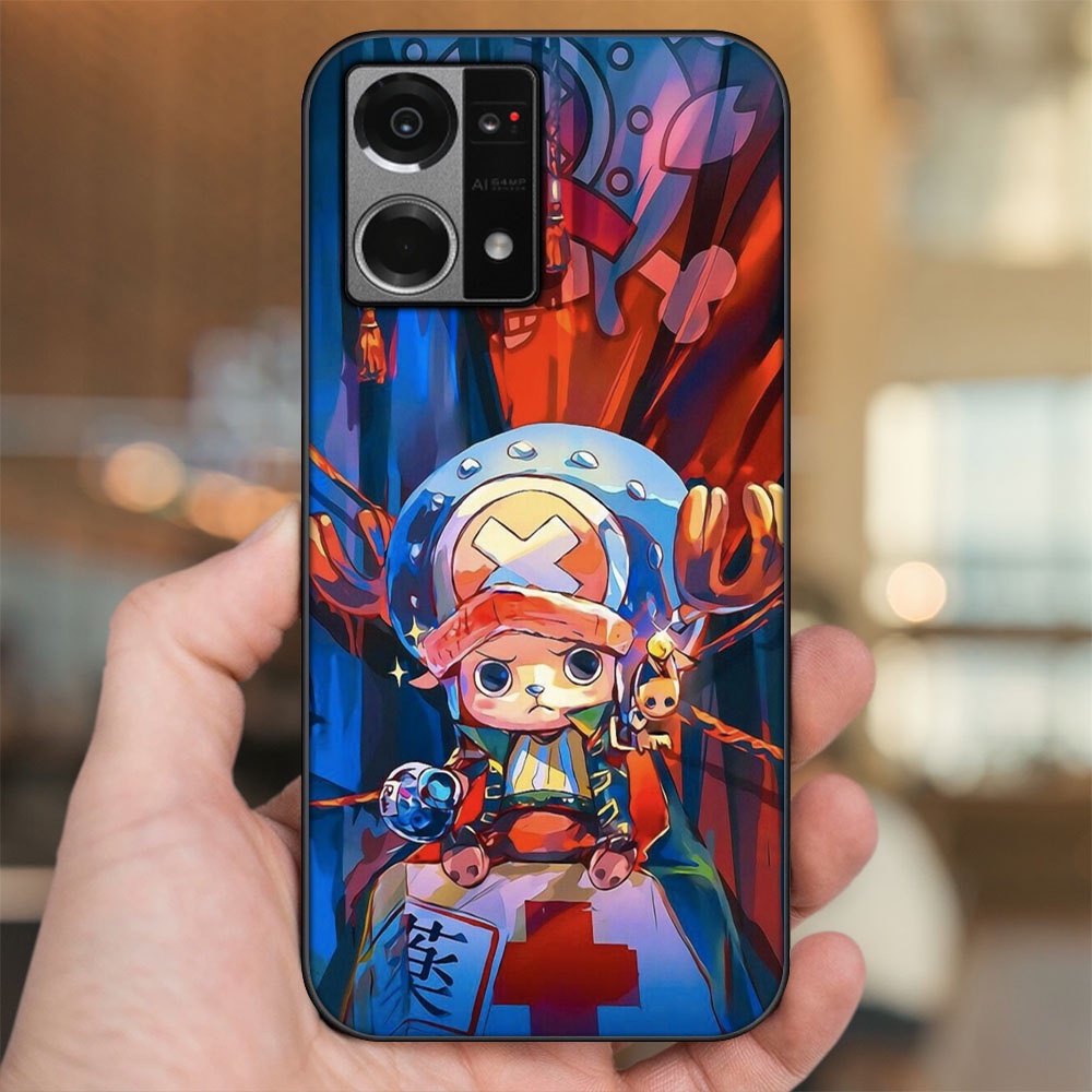 Ốp lưng Oppo Reno 7 4G viền đen in hình Chopper One Piece Đảo Hải Tặc