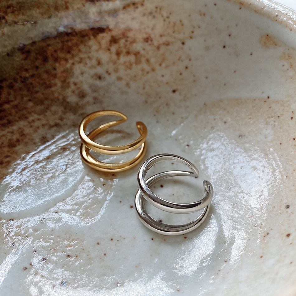 Nhẫn nữ Eleanor Accessories bạc 925 đúp viền kép phụ kiện trang sức thời trang cá tính