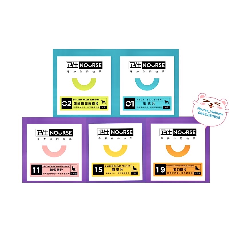 [Mã PET50 giảm 10% - tối đa 50K đơn 250K] Vitamin Nourse 11, Lysine tăng đề kháng, dưỡng lông cho chó mèo (gói 5gr)