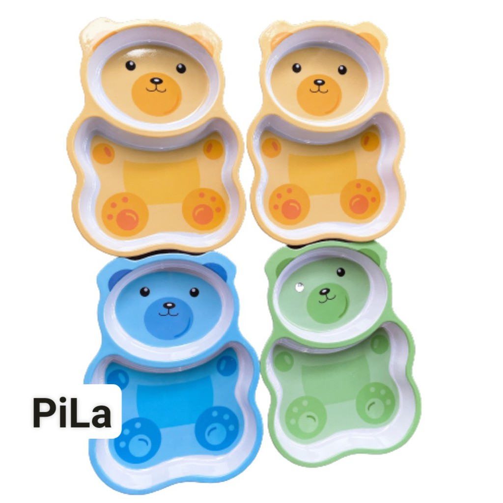 Khay Tập Ăn Em Bé 2 Ngăn Hình Gấu Dày