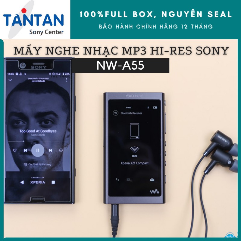 Máy Nghe Nhạc MP3 WALKMAN Sony NW-A55 | Giả lập đĩa than - DSEE HX - S-Master HX - Pin: 45h - 16GB - Hi-Res Audio