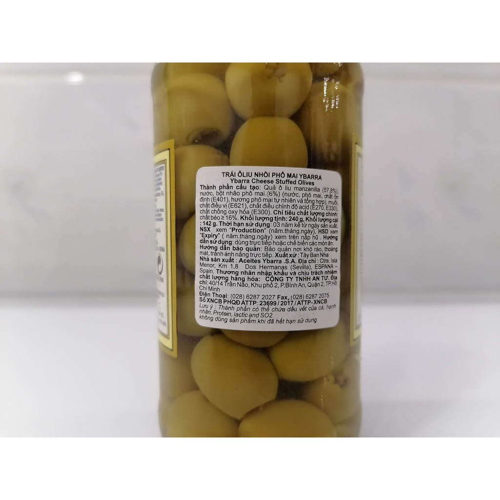 [240g – PHÔ MAI (QUESO)] TRÁI Ô LIU XANH NHỒI [Spain] YBARRA Cheese Stuffed Green Olives (atu-hk)