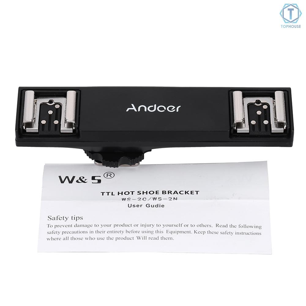 Giá chia 2 ổ hot shoe cho ổ gắn đèn chụp ảnh Andoer cho máy ảnh Nikon D750 D7200 D7100 D7000 D800 D810 D600 DSLR