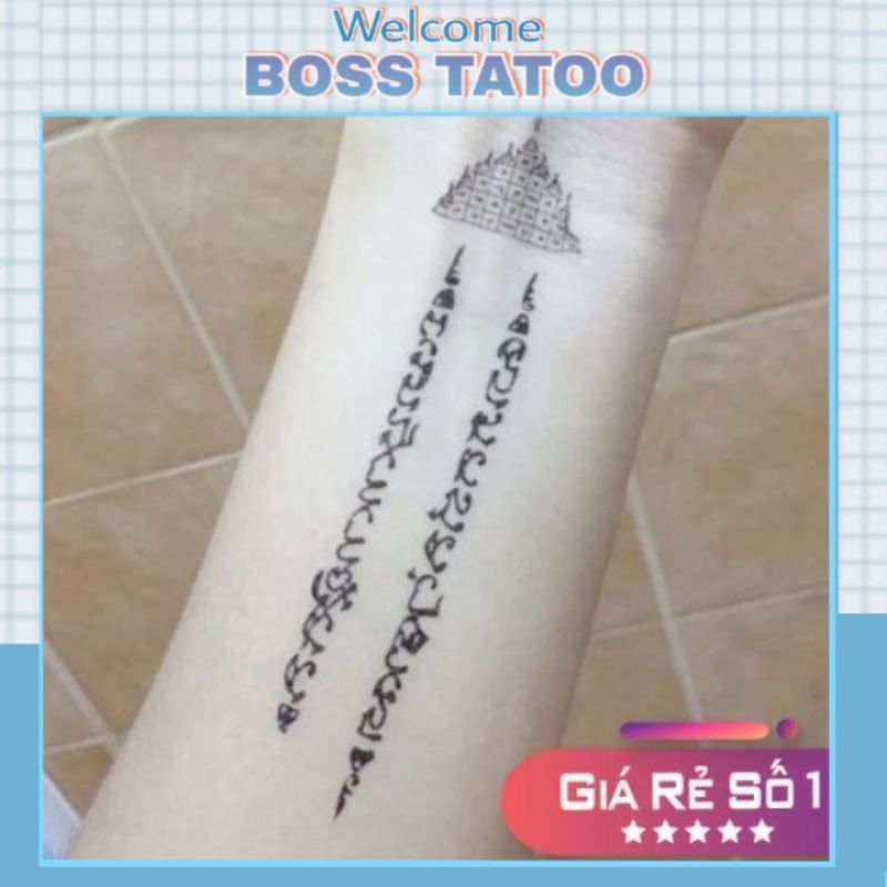 Hình xăm tatoo 5 dòng chữ Thái T206. Xăm dán tatoo mini tạm thời, size &lt;10x6cm