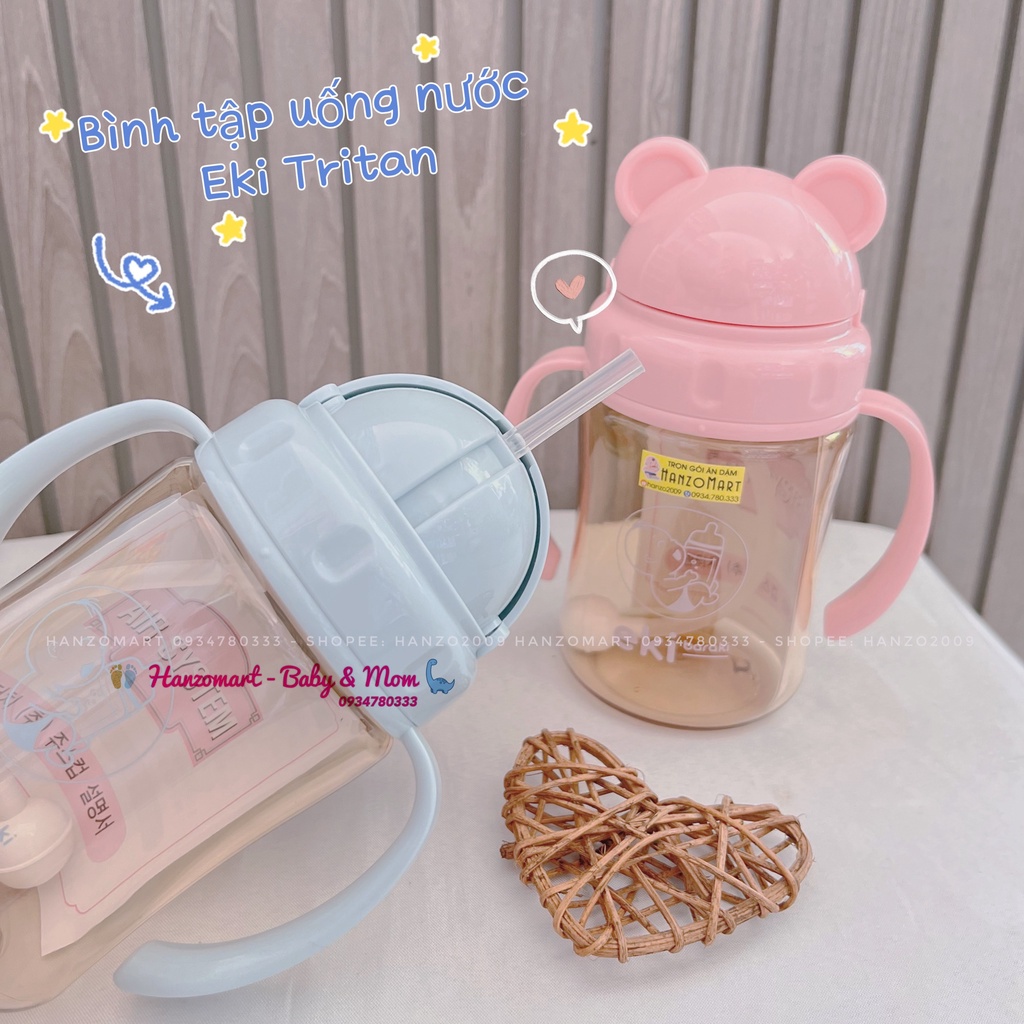 Bình uống nước cho bé cốc tập hút Eki Hàn Quốc 280ml (tặng ống thay thế)