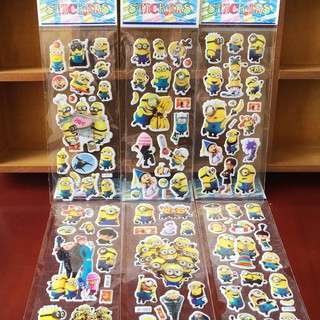 Bộ 6 Tấm Hình Dán minion 3D Me2 Dùng Trang Trí Tiệc Sinh Nhật Cho Bé