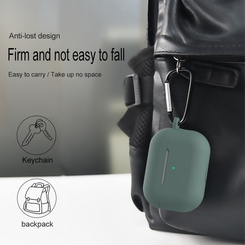 Vỏ Bảo Vệ Hộp Sạc Tai Nghe Airpods Pro Chất Liệu Silicone Chống Rơi Có Móc Khóa