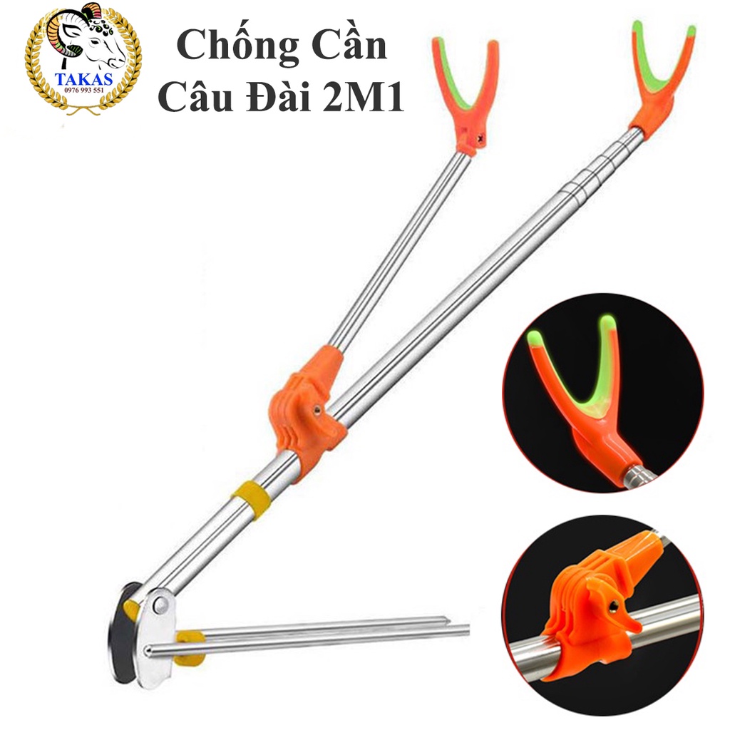 Chống cần câu đài, gác cần câu đài câu đơn Siêu Bền Full Inox, giá đỡ cần câu đài, giá để cần câu cá ( 2m1)