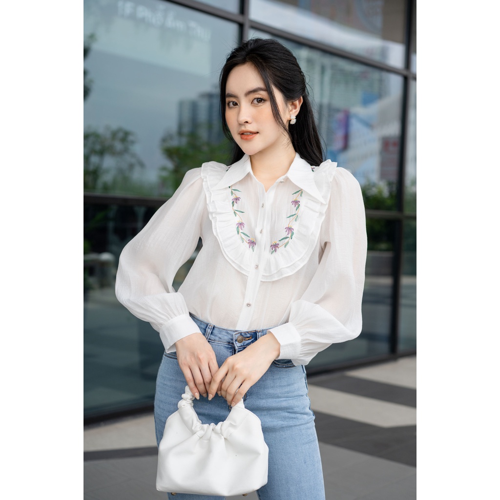Sét áo sơ mi cổ đức nẹp cài cúc, bèo ngực