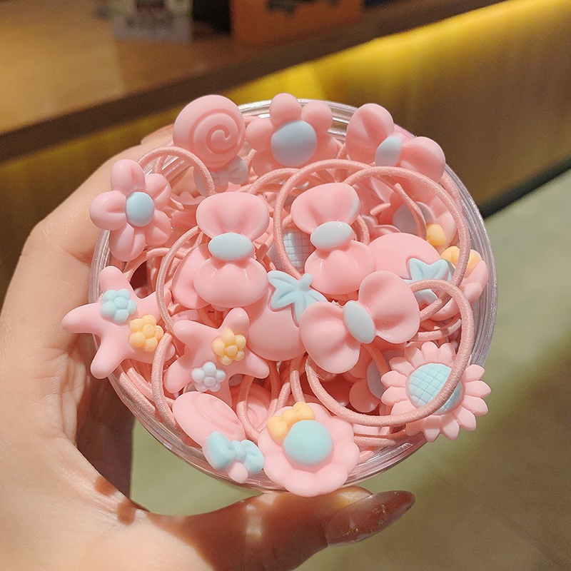 Phim hoạt hình dễ thương hình trái cây hình bông hoa vòng tóc động vật 30 bộ trong số 50 bộ vòng tóc nữ có độ đàn hồi cao