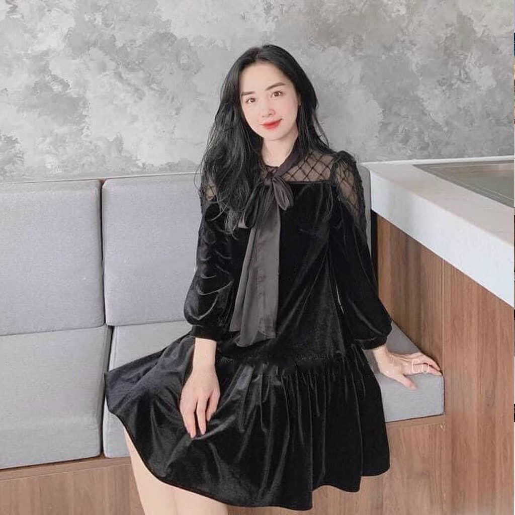Váy bầu thời trang thiết kế dài tay M235 chất Xleo freesize từ 45 đến 75kg