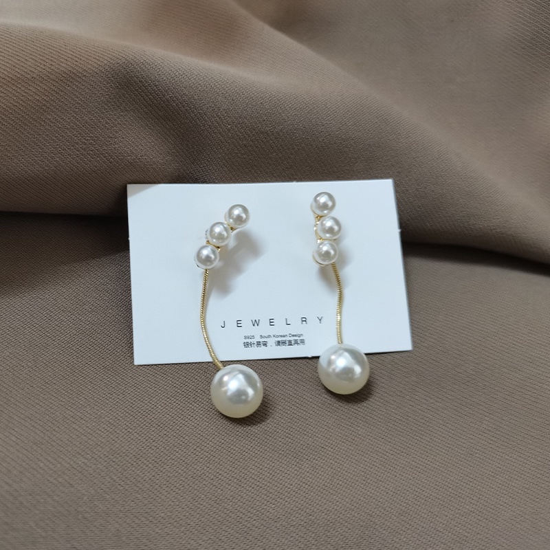 Khuyên Tai Kim Loại S925 Đính Ngọc Trai Đơn Giản Phong Cách retro Pháp Mới