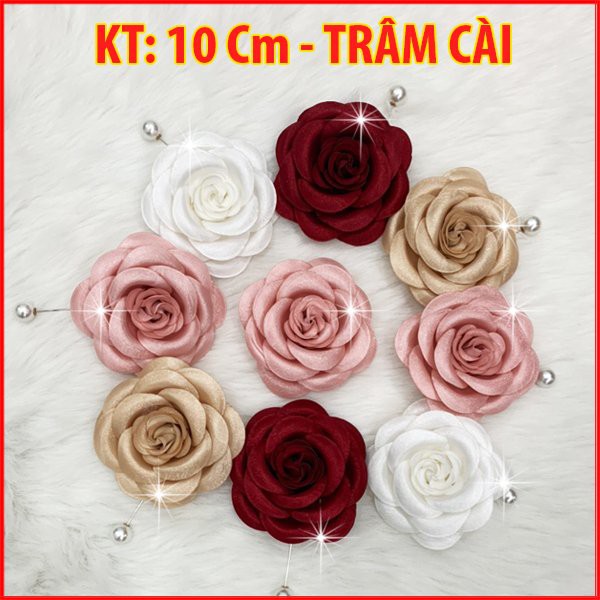 Tag Hoa Voan Cài Áo, Hoa Cài Áo Váy Handmade, Có Trâm Cài Áo Váy Nhiều Màu 10 CM - CÀI ÁO HOA VOAN CAO CẤP CH006 CH001