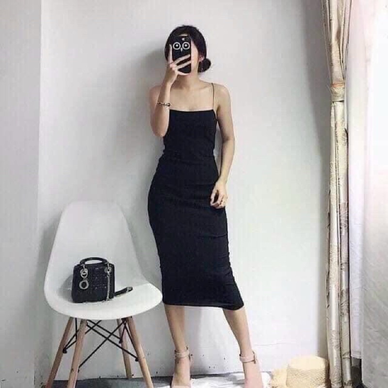 Váy len body 2 dây bún tôn dáng, Đầm len dáng ôm hai dây sexxy AS377 - 374 - NhiNhi Shop