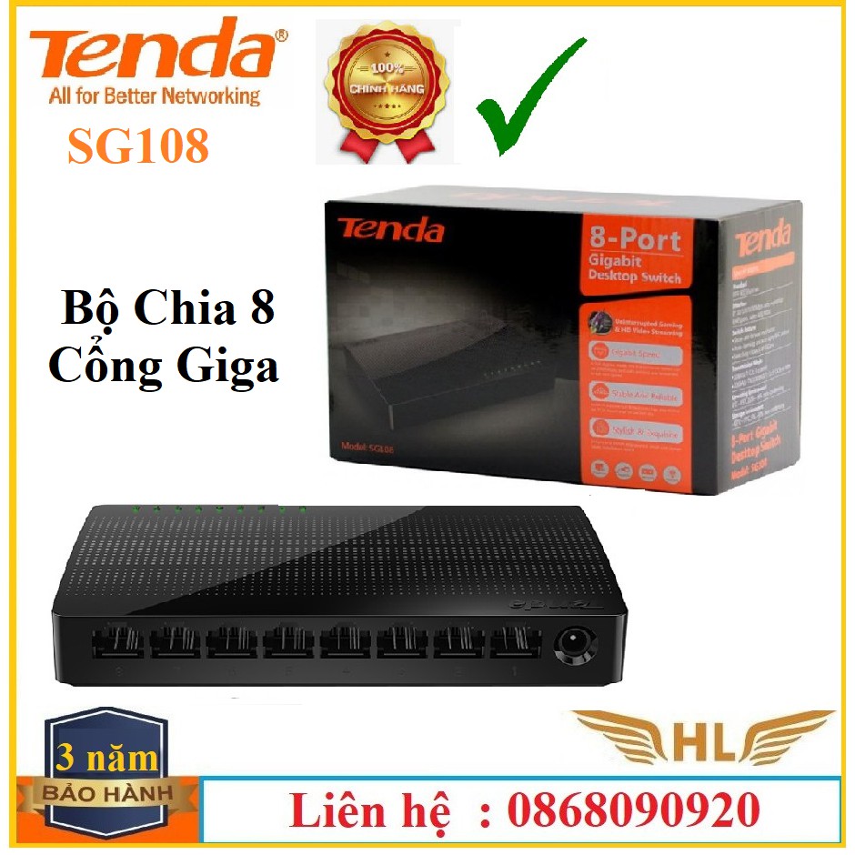 Bộ Chia Mạng 8 Cổng Gigabit Tenda SG108 , 5 Cổng SG105 - Hàng Chính Hãng