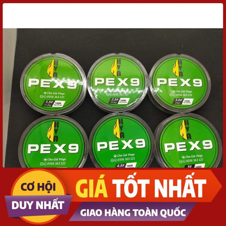 Dây pe x9 câu lure cá lóc cá chẽm {SIÊU BỀN} HVAX9-CHA GIÀ VLOGS  dài 100m, dây pe câu cá lóc, nhợ câu cá