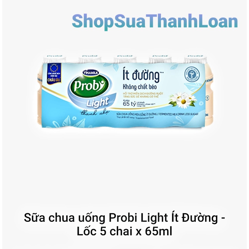 SỮA CHUA UỐNG PROBI CÓ ĐƯỜNG - LỐC 5 CHAI X 65ML