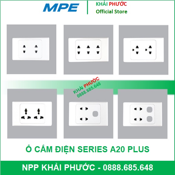 Ổ CẮM ĐIỆN MPE ÂM TƯỜNG GẮN NỔI CÁC LOẠI SERIES A20 PLUS CHÍNH HÃNG GIÁ RẺ GIÁ TỐT - KHẢI PHƯỚC ELECTRIC