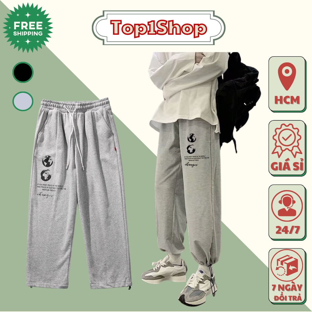 Quần ống rộng Mặt Trăng chất nỉ cao cấp có Rút chân mặc 2 kiểu