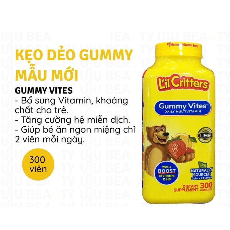 [HSD 05/2023] Kẹo Dẻo Bổ Sung Vitamin tổng hợp Dành Cho Trẻ L’IL CRITTERS Complete Multivitamin GUMMY VITES 300 Viên