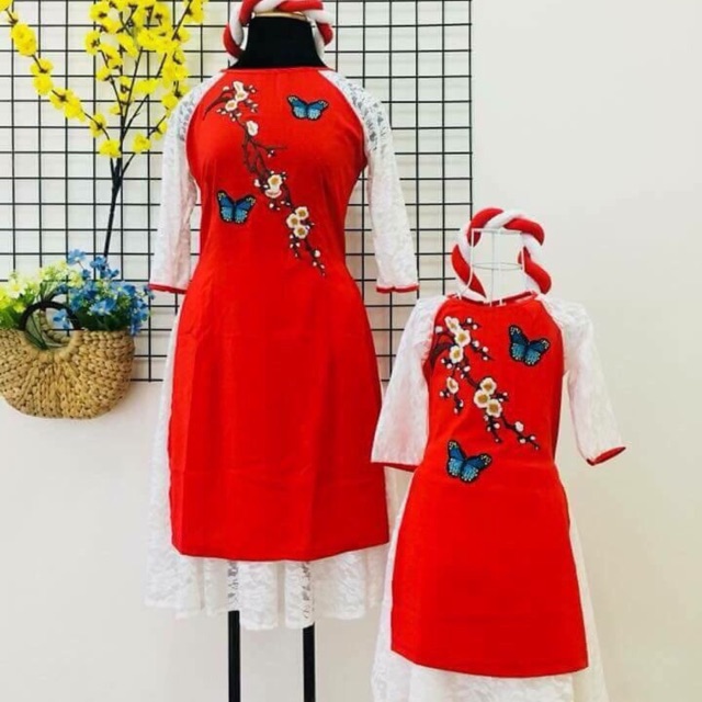 Áo dài mẹ và bé hàng cao cấp giá tốt tại xưởng cặp 340 k