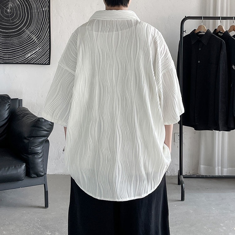 Áo Sơ Mi Tay Ngắn Chất Lụa Lạnh Mỏng Plus Size Thời Trang Mùa Hè Cho Nam